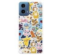 Coque compatible avec Motorola Moto G34 sous licence officielle Pokémon Pokémon Motif autocollant pour protéger votre mobile. Coque en silicone transparente souple sous licence officielle Pokémon