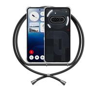 Coque Compatible avec Nothing Phone 3a Cordon, Transparente Étui Lanyard Anti Jaune TPU Housse Clear Case Shockproof Cover, Noir