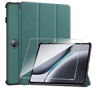 Coque Compatible avec Oneplus Pad 2/Oppo Pad 3 Pro 12.1" 2024 + 1 Pièces Protection Écran Verre Trempé,Couverture Intelligente Housse Etui Cuir Coque avec Support -Vert