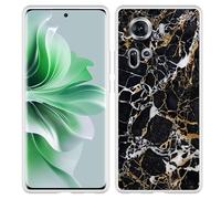 Coque Compatible avec Oppo Reno11 Coque en Silicone - Marbre d'or Noir