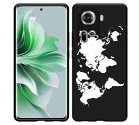Coque Compatible avec Oppo Reno11 Coque en Silicone Noir - Carte du Monde