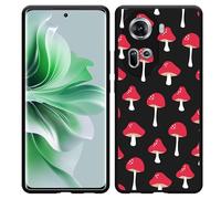 Coque Compatible avec Oppo Reno11 Coque en Silicone Noir - Champignons