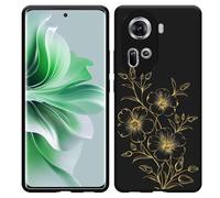 Coque Compatible avec Oppo Reno11 Coque en Silicone Noir - Mystic Flower