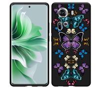 Coque Compatible avec Oppo Reno11 Coque en Silicone Noir - Symétrie Papillon