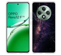 Coque Compatible avec Oppo Reno12 F (5G) Coque en Silicone - Black Space Marble