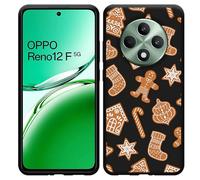 Coque Compatible avec Oppo Reno12 F (5G) Coque en Silicone Noir - Biscuits de Noël