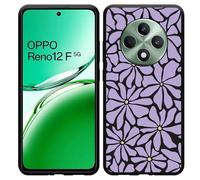 Coque Compatible avec Oppo Reno12 F (5G) Coque en Silicone Noir - Fleurs Violettes Abstraites