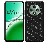 Coque Compatible avec Oppo Reno12 F (5G) Coque en Silicone Noir - Motif Lunaire II
