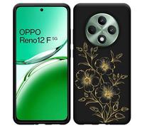 Coque Compatible avec Oppo Reno12 F (5G) Coque en Silicone Noir - Mystic Flower