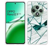 Coque Compatible avec Oppo Reno12 F (5G) Coque en Silicone - Polygone Marbre Vert