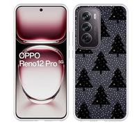 Coque Compatible avec Oppo Reno12 Pro Coque en Silicone - Arbres de Noël enneigés