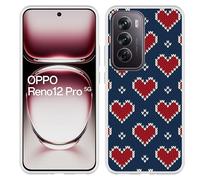 Coque Compatible avec Oppo Reno12 Pro Coque en Silicone - Coeurs tricotés