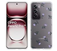 Coque Compatible avec Oppo Reno12 Pro Coque en Silicone - Fleurs pourpres