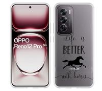 Coque Compatible avec Oppo Reno12 Pro Coque en Silicone - Life is Better with Horses