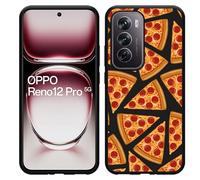 Coque Compatible avec Oppo Reno12 Pro Coque en Silicone Noir - Soirée Pizza