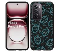 Coque Compatible avec Oppo Reno12 Pro Coque en Silicone Noir - Tortues