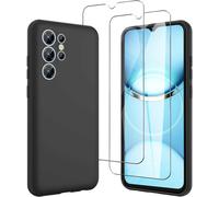 Coque Compatible Avec Oukitel C1 / Oukitel C1 Pro (6.52") Et 2 Pièces Verre Trempé Écran Film Protecteur - Noir Souple Silicone Étui Bumper Housse Tpu Case Cover Black