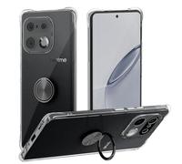 Coque Compatible avec Realme 16 Pro Plus 5G, Anneau Béquille Crystal Clear Silicone Etui, Anti-Chute aux Quatre Coins Transparent Protection Housse TPU Rotatif à 360 Bague Cover - Anneau Noir