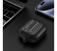 Coque Compatible avec Samsung Galaxy Buds 3 Pro/Buds 3 avec kit de Nettoyage, Étui Antichoc en TPU Souple, Texture en Fibre de Carbone, Noir