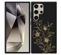 Coque Compatible avec Samsung Galaxy S24 Ultra Coque en Silicone Noir - Mystic Flower
