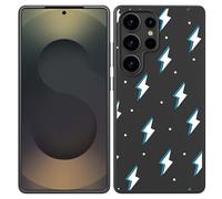 Coque Compatible avec Samsung Galaxy S25 Ultra Coque en Silicone Noir - Éclairs