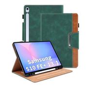 Coque Compatible avec Samsung Galaxy Tab S10 FE Plus 13.1 Pouces 2025 / Galaxy Tab S10 FE+ 2025 13.1" Étui Housse en Cuir PU avec Fonction Réveil/Sommeil Protection Magnétique Porte-Stylo (Vert)