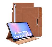 Coque Compatible avec Samsung Galaxy Tab S10 FE Plus 13.1 Pouces 2025 / Galaxy Tab S10 FE+ 2025 13.1" Étui Housse en Cuir PU avec Fonction Réveil/Sommeil Protection Magnétique Porte-Stylo (Marron)