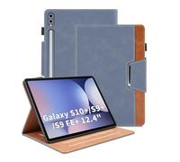 Coque Compatible avec Samsung Galaxy Tab S10 Plus/S9 FE Plus/S9 Plus 12.4 Pouces Étui Housse en Cuir PU avec Fonction Support, Smart Cover avec Porte-Stylet S et Poche, Protection Magnétique(Grise)