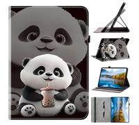Coque Compatible avec Samsung Galaxy Tab S8+ X800/X806, Tablette en Cuir PU étui Protège Intégralement Votre Tablette des Rayures,avec Équipé d'un Porte-Stylo，Thé au Lait Panda