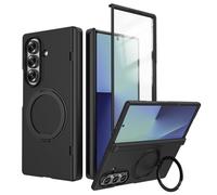 Coque Compatible avec Samsung Galaxy Z Fold 8 Ultra, Transparente Noir | Anneau Magnétique 360 Support Stand Étui PC Silicone Housse Shockproof Cover