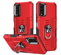 Coque Compatible avec Vivo Y20 Case avec Anneau Rotatif Stand Case, Heavy Duty Antichoc Bumper Cover Hard PC Anti-Chute Shell Case For Vivo Y20 Phone Back (Rosso)