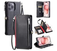 Coque Compatible avec Xiaomi Poco F6, [Housse en Cuir PU Premium] [Etui à Rabat] [Pochette de Portefeuille], Étui de Protection - Noir (Noir, Coque)