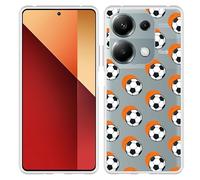 Coque Compatible avec Xiaomi Poco M6 Pro Coque en Silicone - Ballon de Football Ombre Orange