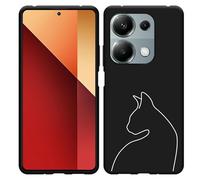 Coque Compatible avec Xiaomi Poco M6 Pro Coque en Silicone Noir - Contour de Chat II