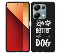 Coque Compatible avec Xiaomi Poco M6 Pro Coque en Silicone Noir - Life is Better with a Dog - Blanc