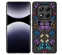Coque Compatible avec Xiaomi Poco X7 Coque en Silicone Noir - Symétrie Papillon