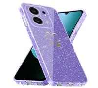 Coque Compatible avec Xiaomi Redmi 15C 4G/ 5G / Poco C85, 3 Pièces Protection Écran en Verre Trempé, Housse Souple et Anti-Rayures, Étui Anti Empreintes et Paillettes - Violet