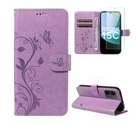 Coque Compatible avec Xiaomi Redmi 15C 4G/ 5G / Poco C85 et 1 Pièce Protection Écran en Verre Trempé, Housse Premium en Cuir PU, Support et Flip Fonction Étui - Violet