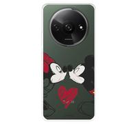 Coque compatible avec Xiaomi Redmi A3 officielle Disney Mickey et Minnie Baiser pour protéger votre téléphone. Coque en silicone transparente souple sous licence officielle Disney Classics