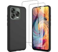 Coque Compatible Avec Zte Blade V70 Vita/Nubia V70 Design (6.7") Et 2 Pièces Verre Trempé Écran Film Protecteur - Noir Souple Silicone Étui Bumper Housse Tpu Case Cover Black