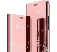 Coque Compatible Huawei Honor Play Etui Mirror Clear View Housse Ultra Mince Plating Mirror Makeup Support Pliant Flip Coque Antichocor Rose Avec Film En Verre Trempé 2 Pièces