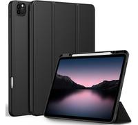 Coque Compatible Ipad Pro 12,9 Pouces 6/5/4/3ème Génération (Modèle 2022/2021/2020/2018) Avec Porte-Stylo, Coque Arrière Flexible En Tpu Avec Fonction Support - Noir