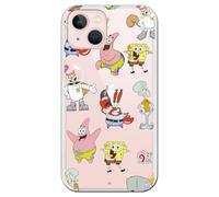 Coque compatible iPhone 13 - Motif Bob l'éponge design drôle Patrick Calamar Crabe Sable - Coque en silicone TPU souple transparente
