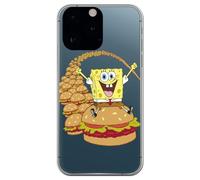 Coque compatible iPhone 15 Pro Max - Design enfant Bob l'éponge sur hamburgers - Coque silicone TPU souple transparente