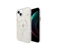 Coque Compatible MagSafe pour iPhone 15 Plus avec Design Floral Gems Dorée