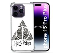 Coque Compatible Magsafe Pour Iphone 15 Pro Plus (6.7) Harry Potter Hollows Triangle Blanc