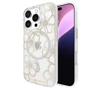 Coque Compatible MagSafe pour iPhone 16 Pro Design Floral Gems Dorée
