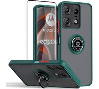 Coque Compatible Motorola Edge 50 Pro 5g - Hybride Tpu+Pc Anti-Choc, Verre Trempé 9h, Anneau Magnétique Voiture Et Support Rotatif 360° - Vert