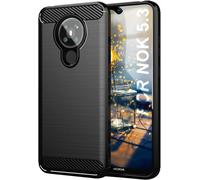 Coque Compatible Nokia 5.3 - Texture Fibre De Carbone Brossée Noire, Anti-Rayures & Absorption Des Chocs, Bords Surélevés, Découpes Précises, Fine Et Légère - Garantie 1 An