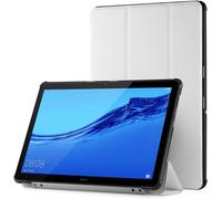 Coque Compatible Pour Huawei Mediapad T5 10.1" Housse De Protection En Cuir Pu Étui Magnétique Ultra-Mince Avec Fonction Support - Blanc[Coq9120600]